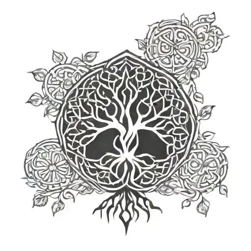 Celtic family tree tattoo design idea
