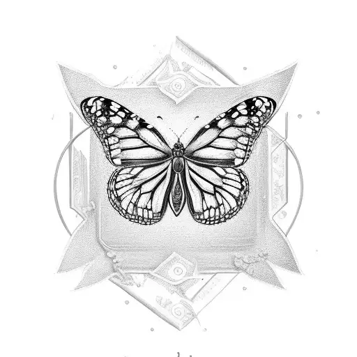 Monarch butterfly with september 14 1927 in roman numerals tattoo design idea