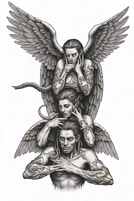 hear no evil see no evil speak no evil angels flying tattoo design idea
