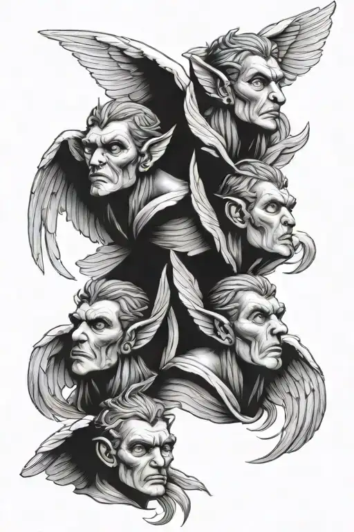 hear no evil see no evil speak no evil angels flying tattoo design idea