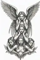 hear no evil see no evil speak no evil angels flying tattoo design idea