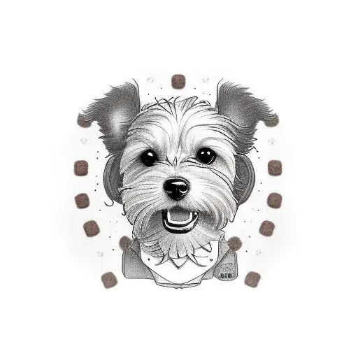 A brown dog named waffles, where he physically is a waffle with legs running  tattoo design idea