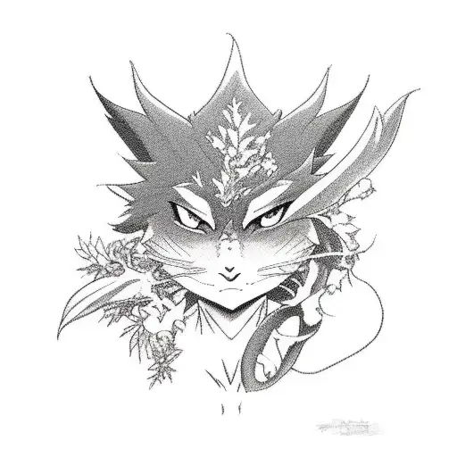 A nature-themed anime character casting a spell tattoo design idea