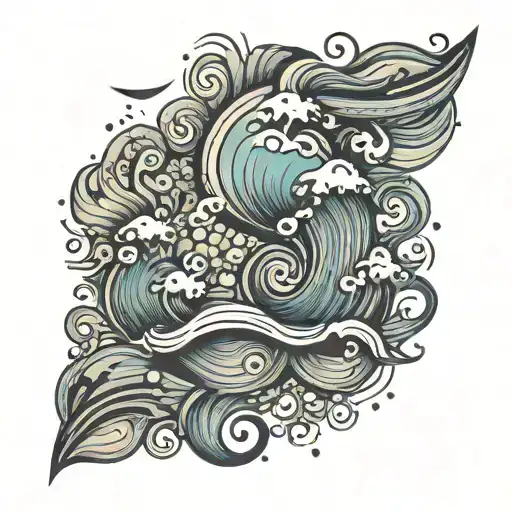 An abstract tattoo design inspired by the ocean waves and nail art designs tattoo design idea