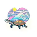 Turtle, Mountains, Maya  tattoo design idea