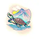 Turtle, Mountains, Maya  tattoo design idea