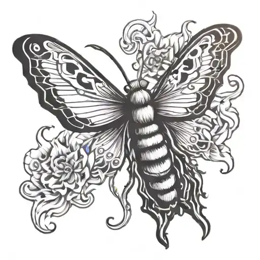 moth flying to flame tattoo design idea