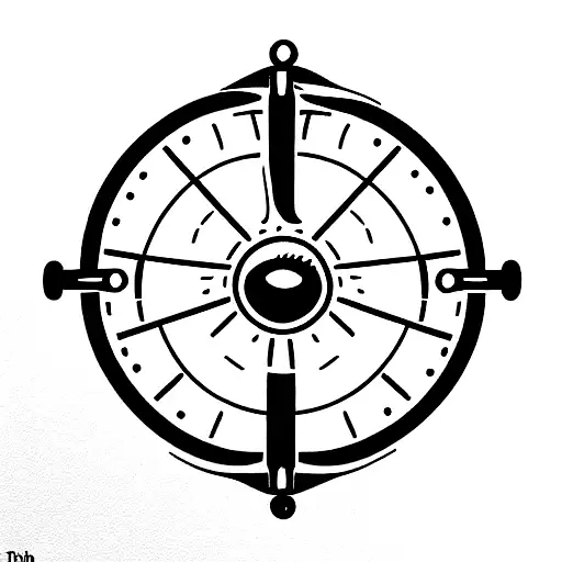 ship steering wheel tattoo design idea