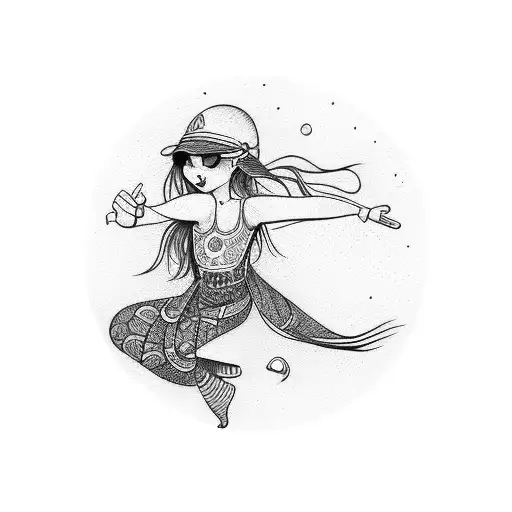 girl hula hooping tattoo design idea