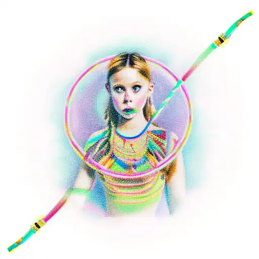 girl hula hooping tattoo design idea