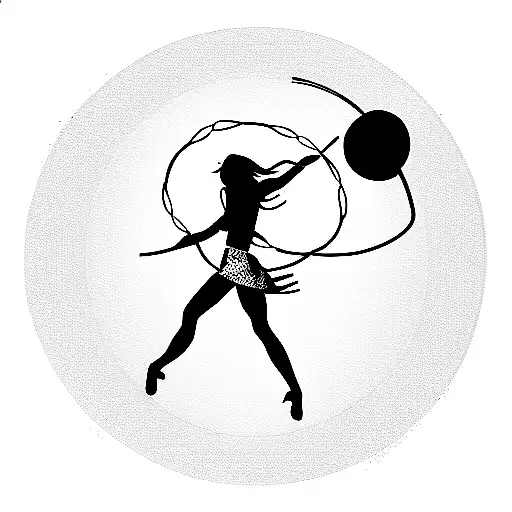 girl hula hooping tattoo design idea