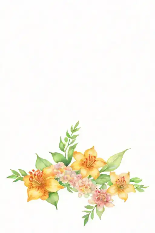 hip tattoo with marigold flowers, lily of the valley flowers, carnation flowers, and holly flowers  tattoo design idea