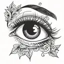 Female Crying eye tattoo design idea