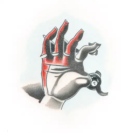 hand outstretched to the other hand inside the key tattoo design idea