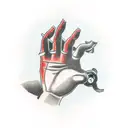 hand outstretched to the other hand inside the key tattoo design idea