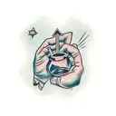 hand outstretched to the other hand inside the key tattoo design idea