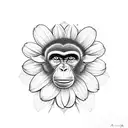 monkey with a daisy tattoo design idea