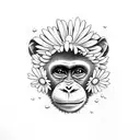 monkey with a daisy tattoo design idea