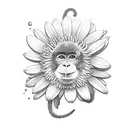 monkey with a daisy tattoo design idea