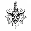 baphomet head with cool background tattoo design idea