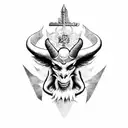 baphomet head with cool background tattoo design idea