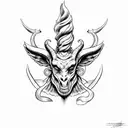 baphomet head with cool background tattoo design idea
