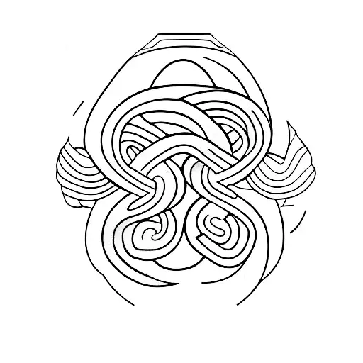 A geometric snake coiled around a staff, symbolizing healing and medicine tattoo design idea