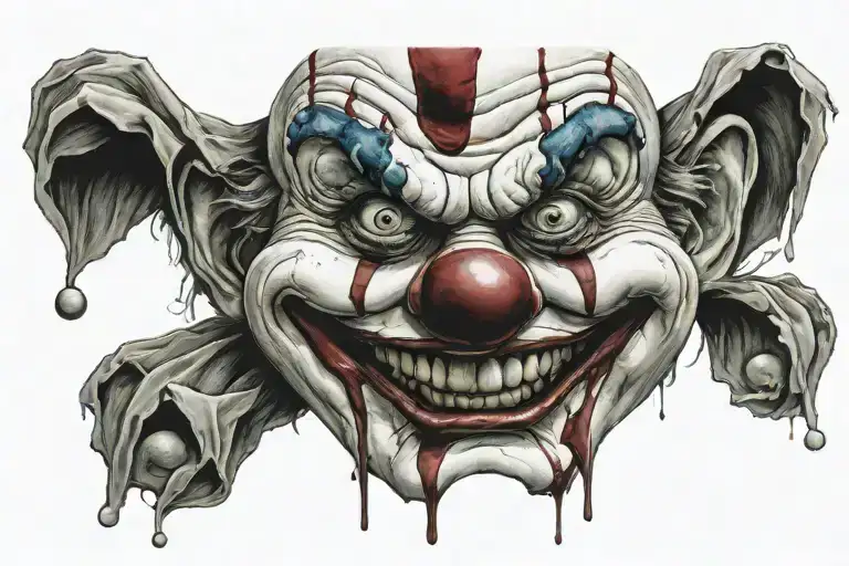 clown and crazy tattoo design idea