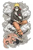 Pain from Naruto looking over akatsuki cloud   tattoo design idea