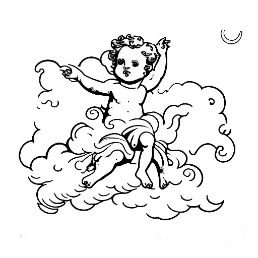 2 cherubs on a cloud tattoo design idea