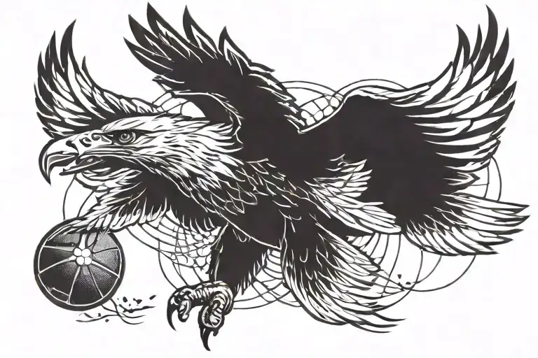 An eagle soaring high above a football stadium, symbolizing strength and freedom tattoo design idea