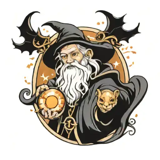 wizard merlin tattoo design idea