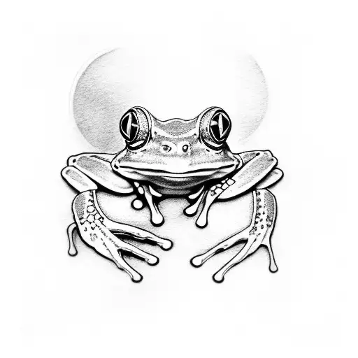 red eyed tree frog king tattoo design idea