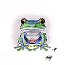 king tree frog tattoo design idea