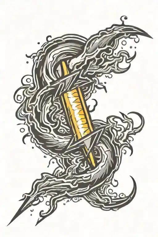 Black background lightning tattoo design idea