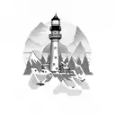 Kochi city fishing Toronto city skyscrapers Alberta province mountains Nova Scotia province light house  tattoo design idea