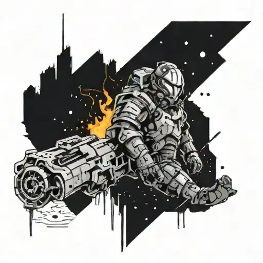 dead space 1 2 3 theme sleeve with bo shock big daddy tattoo design idea