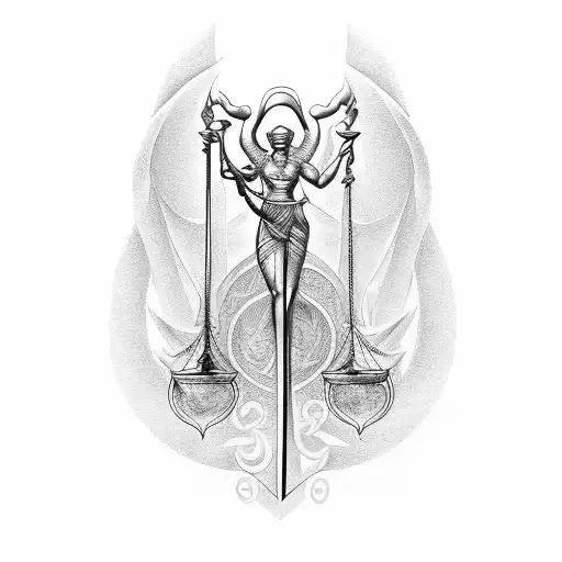 Caduceus with lady justice tattoo design idea
