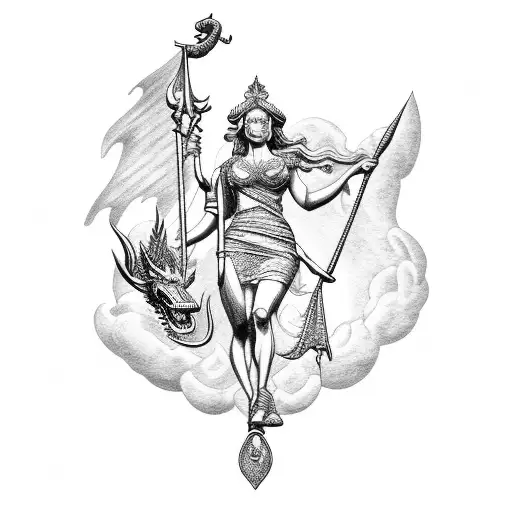 Lady Justice with Dragon tattoo design idea