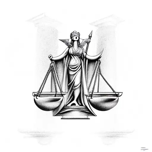 Caduceus with lady justice tattoo design idea