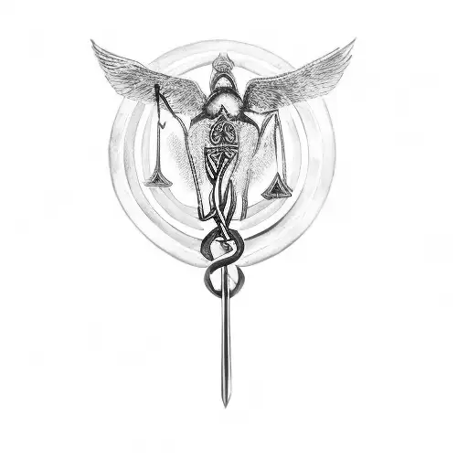 celtic word for healing arranged in a ring tattoo design idea