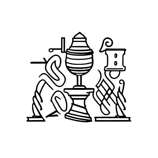 A minimalist design of a gavel and a coffee cup, symbolizing the client's passion for laws and coffee tattoo design idea