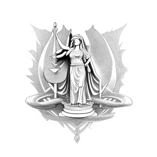 Lady Justice and caduceus tattoo design idea