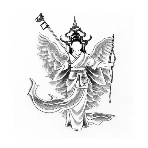 Lady Justice and caduceus tattoo design idea
