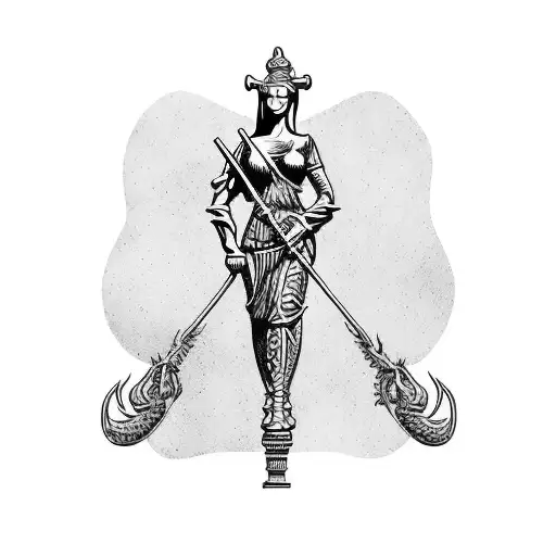 Lady Justice with Dragon tattoo design idea