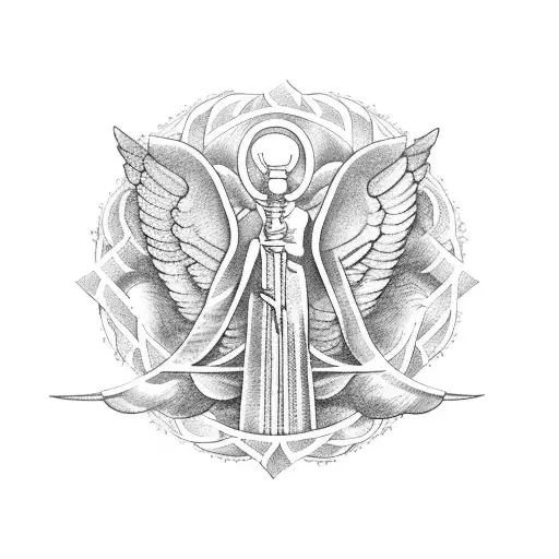 Caduceus with lady justice tattoo design idea