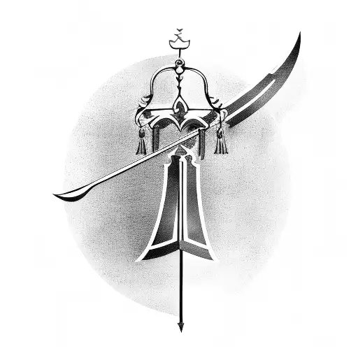  Lady Justice with Caduceus symbol and sword tattoo design idea