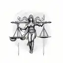  Lady Justice as Caduceus and sword tattoo design idea