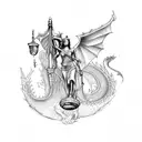 Lady Justice with Dragon tattoo design idea