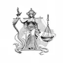 Lady Justice with Dragon tattoo design idea